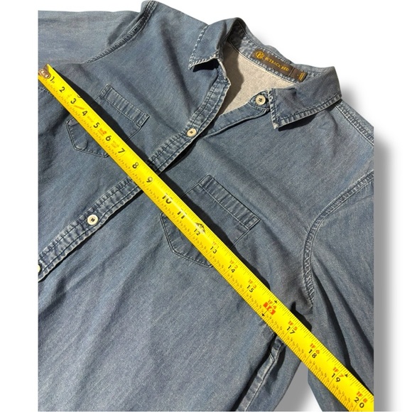 Outback Red Classic Medium Wash Denim Long Cuff Sleeves Button-Up Shirt - Picture 12 of 14